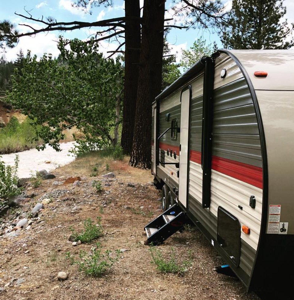 Tahoe RV setup at campsite